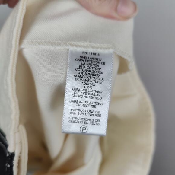 Vintage Y2K Michael Michael Kors Leather Swivel Lock Skirt Womens 6 Cream Preppy - Picture 9 of 11